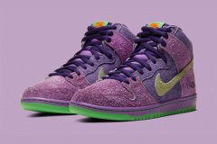 Nike SB Dunk High420麂皮紫色绿钩鞋款曝光