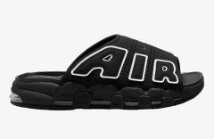 Nike Air More Uptempo Slide 黑白配色鞋款即